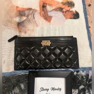 Chanel black Boy long wallet